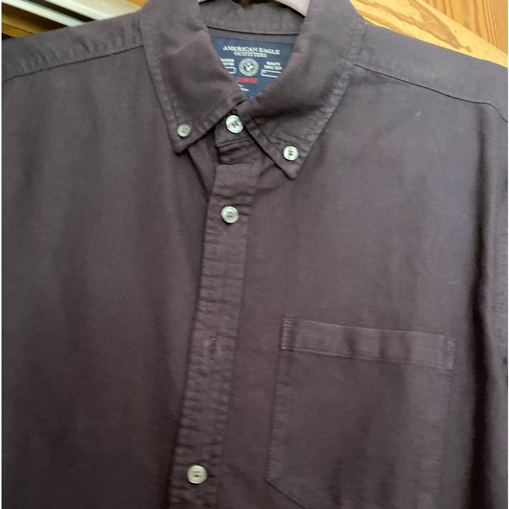 Men’s long sleeve button up shirt.